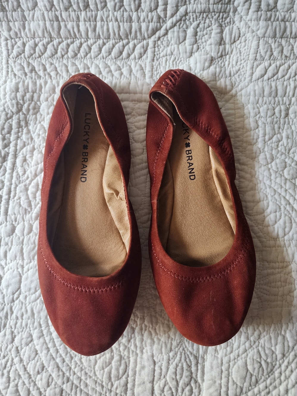 Lucky Brand Suede Ballet Flats in Rust